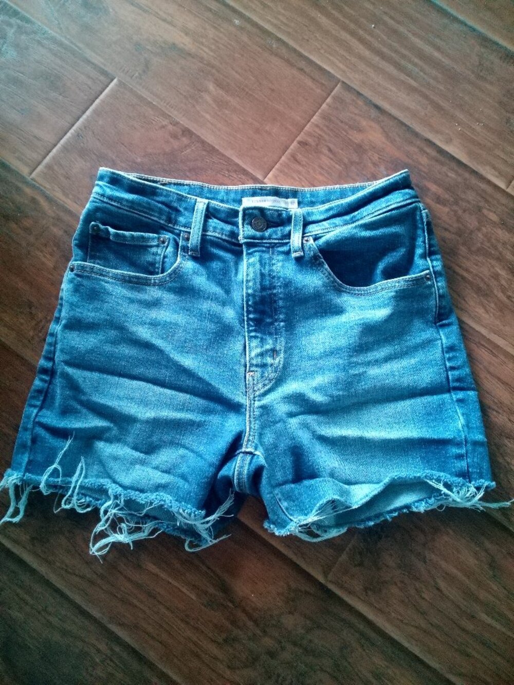(343) Levi's Jean shorts frayed edge size 30